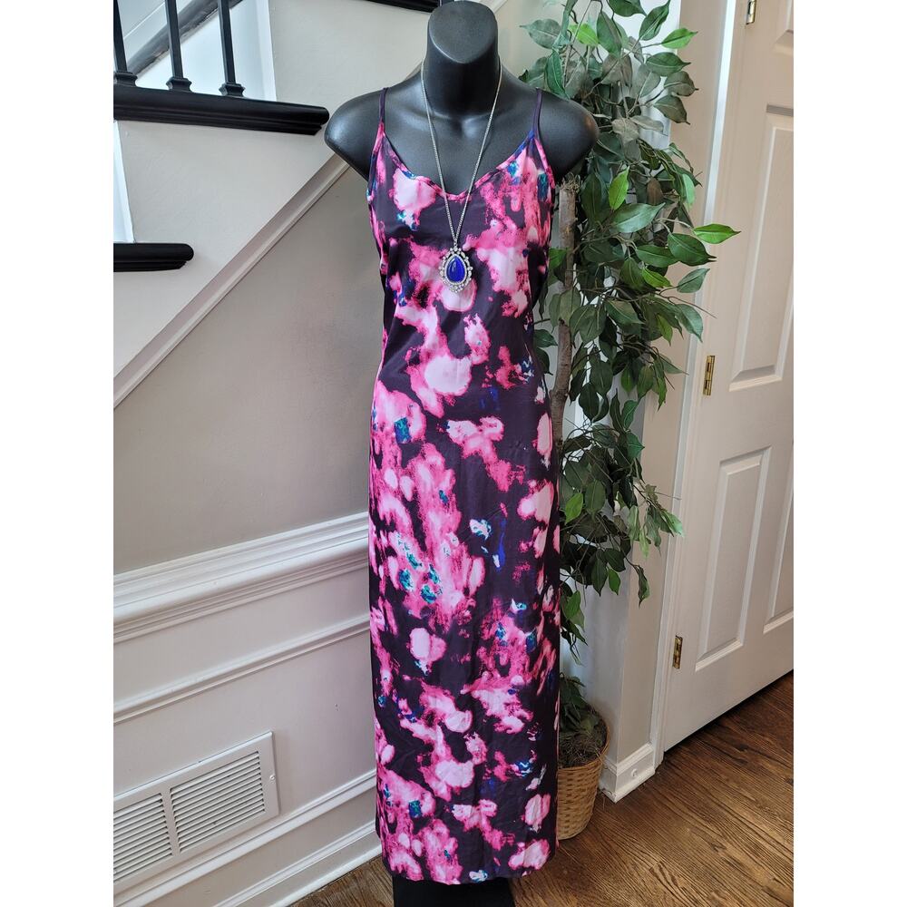 Vila Slip Dress Women's Size Small Purple Pink Abstract Sweetheart Casual Party - Picture 2 of 11